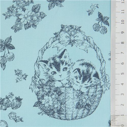 Quilt Gate Vintage Kitten Toile De Jouy Fabric In Blue Modes4u