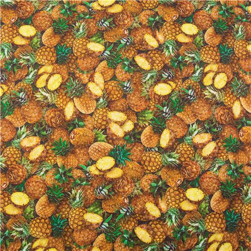 Quilting Treasures US orange fresh fruit packed pineapples cotton fabric modeS4u
