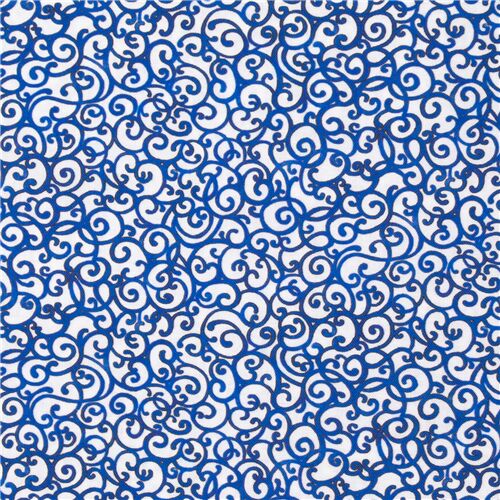 tessuto bianco blu viticci Tessuto