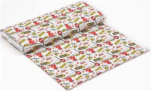 Fat Quarter (50 x 54 cm) - Quilting Treasures construction site fabric in white 8