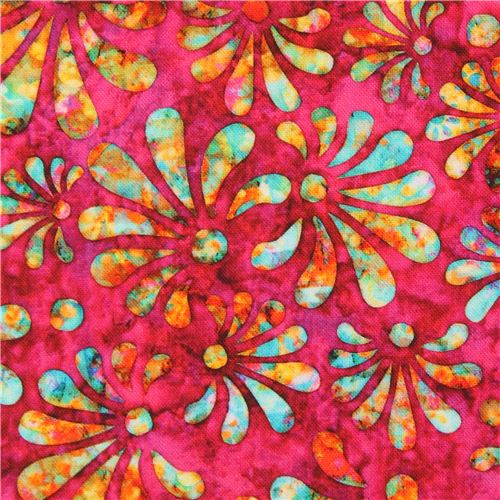 Quilting Treasures dark pink exotic flower fabric Fabric