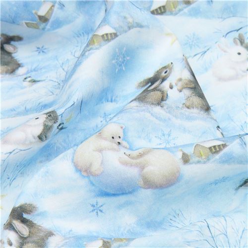 Quilting Treasures fabric with winter baby animals modeS4u