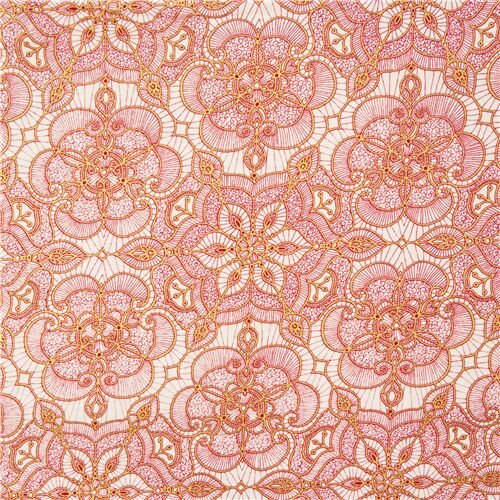 quilting-treasures-lace-digitally-printed-fabric-in-red-and-metallic-gold-fabric-by-japanese