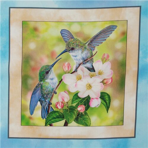 Quilting Treasures panel fabric with various hummingbirds in different  poses Fabric by Japanese Indie - modeS4u