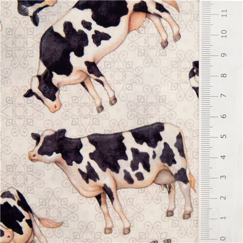 cow quilt fabric - black cattle fabric, Fabric