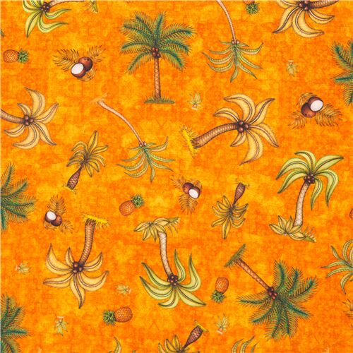 tessuto arancione alberi cocco ananas cotone USA Tessuto