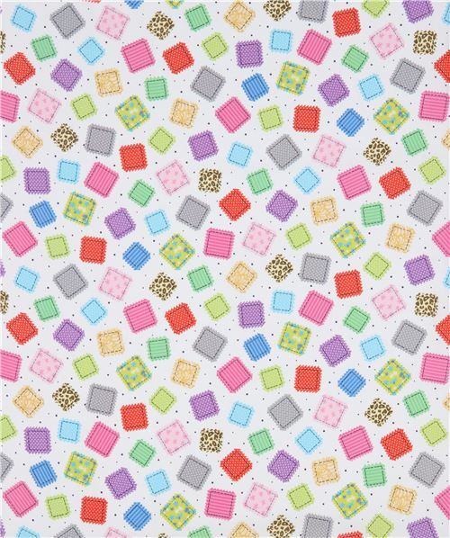 Fat Quarter (50 x 54 cm) - Tela blanca de Quilting Treasures con parches cuadrados 3
