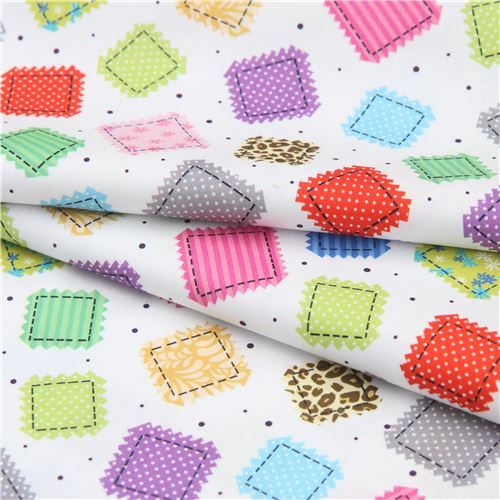 Fat Quarter (50 x 54 cm) - Tela blanca de Quilting Treasures con parches cuadrados 4