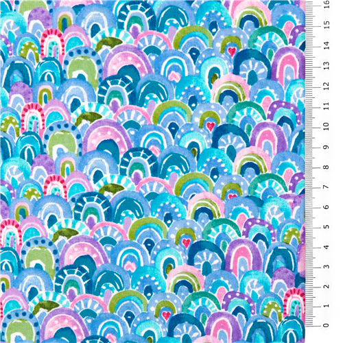 Rainbow fabric USA blue purple pink green densely packed modeS4u