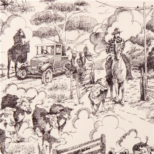 Rancho Toile ranch Cowboy fabric Alexander Henry Santa Fe 1