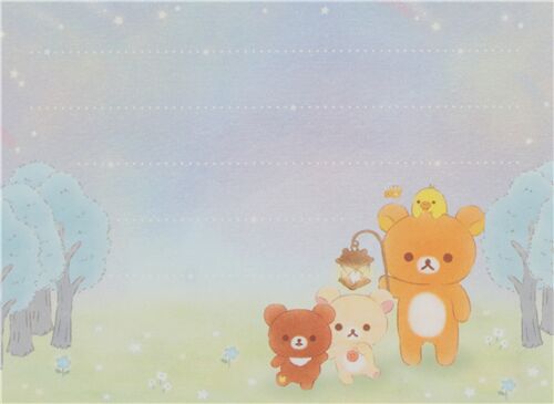 Rilakkuma and friends mini memo pad with forest by San-X 3