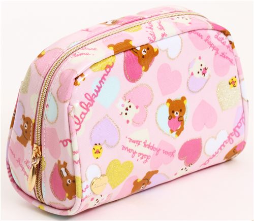 Rilakkuma bear pouch with hearts and gold glitter - Pencil Cases ...