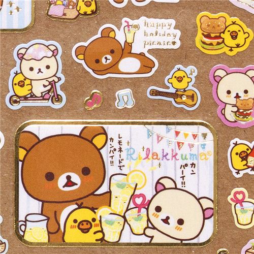 Rilakkuma bear stickers picnic & lemonade by San-X - Sticker Sheets ...