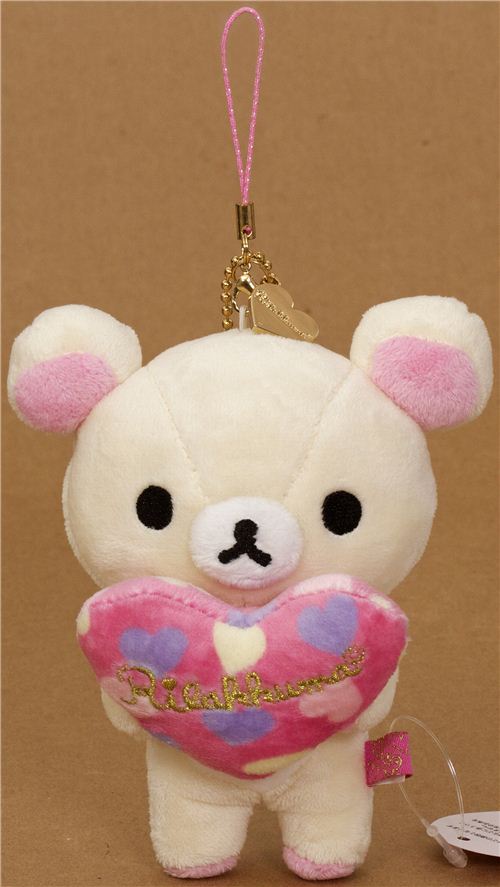 Rilakkuma white bear with heart plush charm kawaii Cellphone