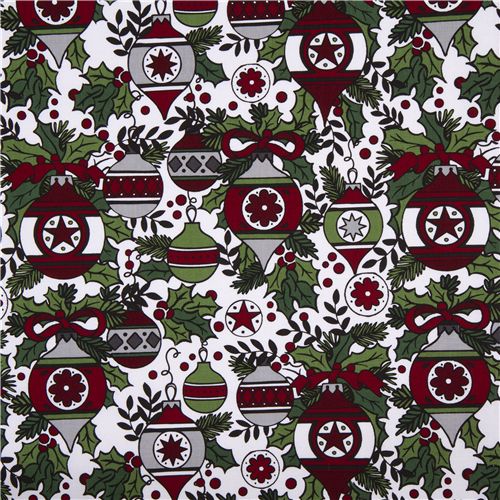 Riley Blake Christmas fabric Xmas tree ornaments Fabric by Riley Blake ...