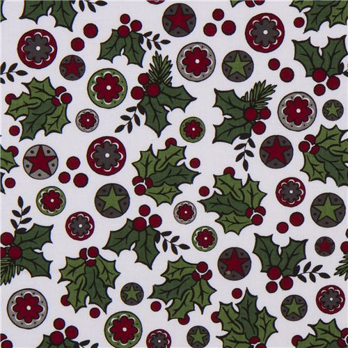 Riley Blake Christmas fabric pine branches ornaments Fabric by Riley ...