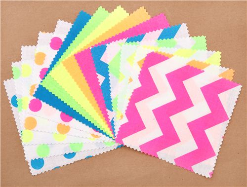 Riley Blale Cotton Neon Charm Pack fabric bundle Precut zigzag dots 2