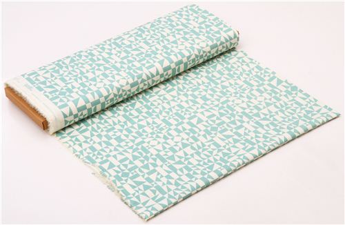 Rio Geo birch organic fabric blue geometric print 4