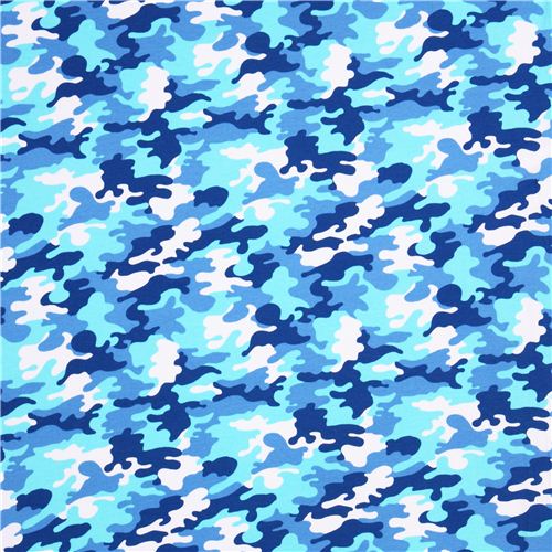 Robert Kaufman Camouflage blue Laguna Jersey knit fabric 2