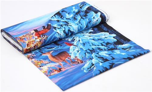 Robert Kaufman animal snow Christmas tree fabric Woodland Glow 3