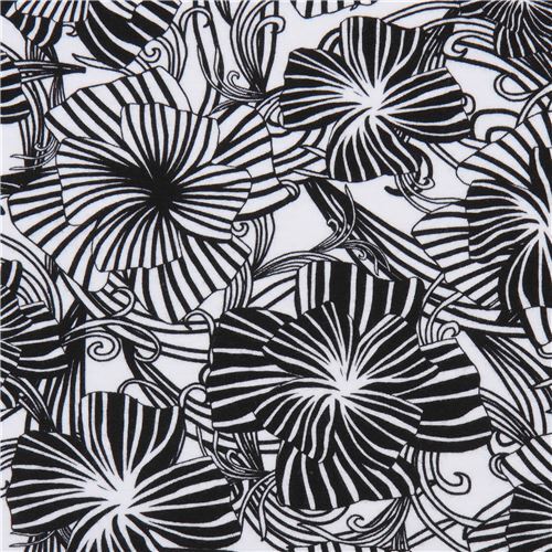 black floral knit fabric