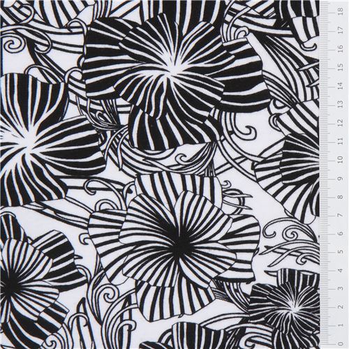 black floral knit fabric