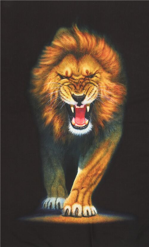 Robert Kaufman black lion panel fabric Fabric