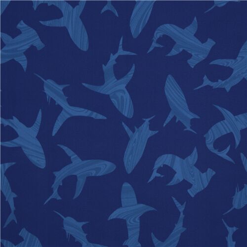Silhouettes De Requins Tourbillon Bleu Tissu