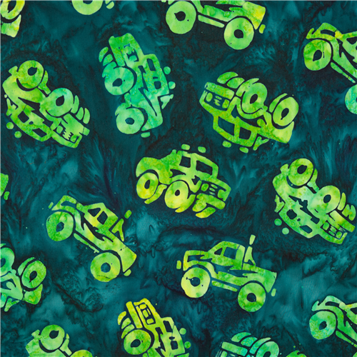 tela batik algodn verde oscuro monster trucks EE. UU. Tela