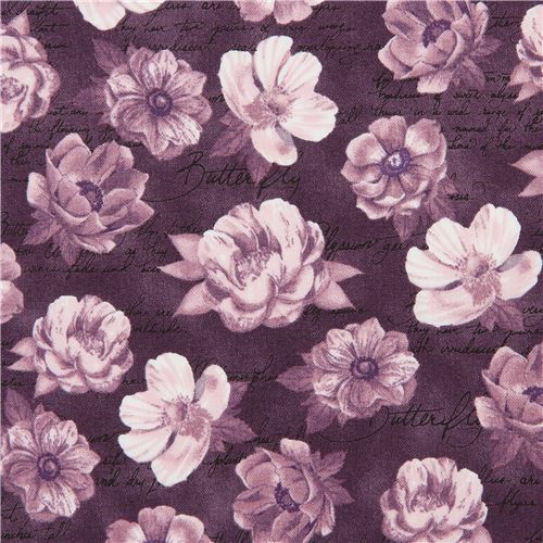 Tissu Robert Kaufman violet foncé avec des fleurs vintage Tissu