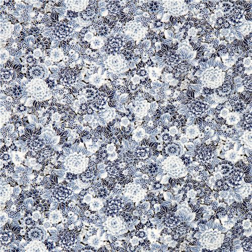 Robert Kaufman fabric with blue flowers from the USA Fabric by Robert ...