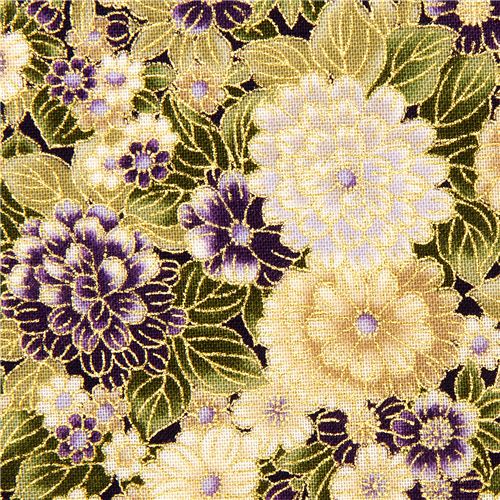 Robert Kaufman fabric with purple flowers from the USA 1