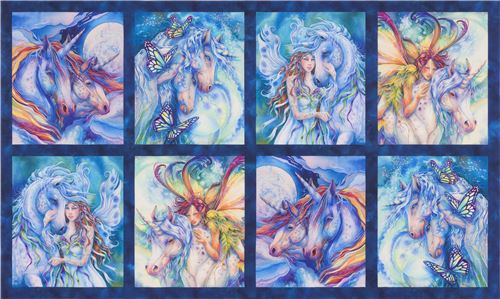 Robert Kaufman fairy and magical unicorn panel fabric Fabric