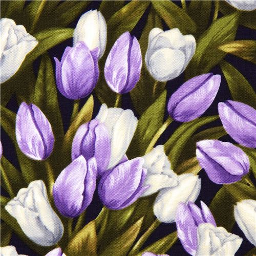 Robert Kaufman flower fabric with tulips from the USA 1