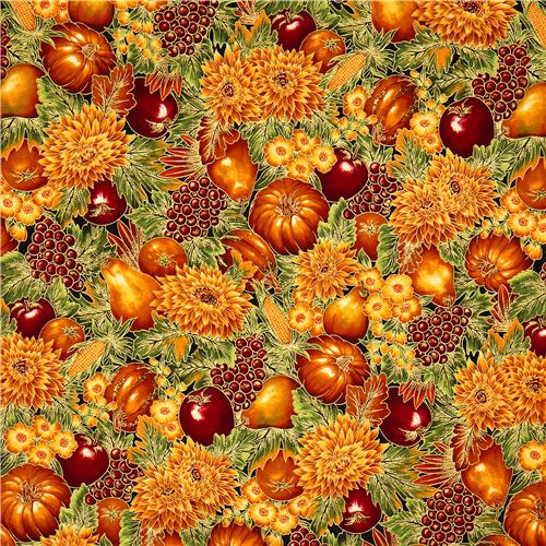 Robert Kaufman golden autumn fabric fruit & flower 2