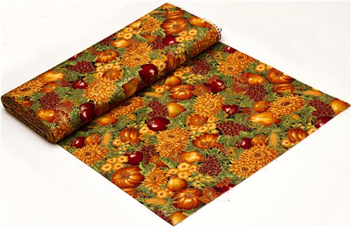 Robert Kaufman golden autumn fabric fruit & flower Fabric by Robert ...