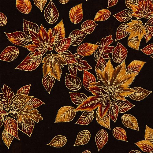 Robert Kaufman golden autumn fabric with leaves Fabric by Robert Kaufman -  modeS4u