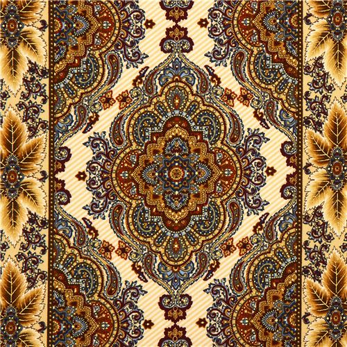 Robert Kaufman golden autumn fabric with ornaments 1
