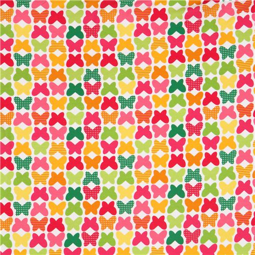 Robert Kaufman Jersey Stoff mit Schmetterlingen pink-gelb 2