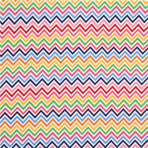 Robert Kaufman knit fabric zig-zag pattern pink-blue - Knit Fabric ...