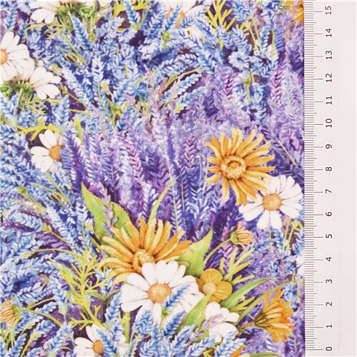 Tela con flores de lavanda de Robert Kaufman Everyday Favorites Digital -  modesS4u