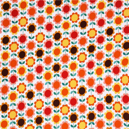 Robert Kaufman orange-yellow flower Jersey knit fabric 2