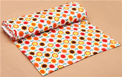 Robert Kaufman orange-yellow flower Jersey knit fabric 3