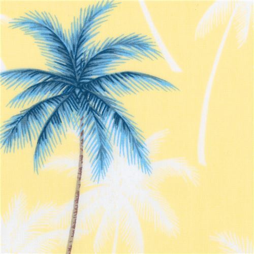 Remnant (39 x 112 cm) - Robert Kaufman palm tree fabric in light yellow 2