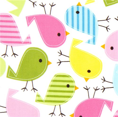 Toile cirée Robert Kaufman premium oiseaux multicolores Tissu