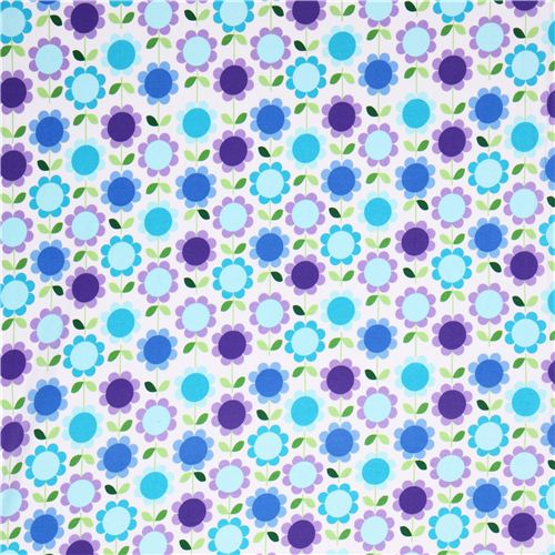 Robert Kaufman purple-blue flower Jersey knit fabric Fabric by Robert ...