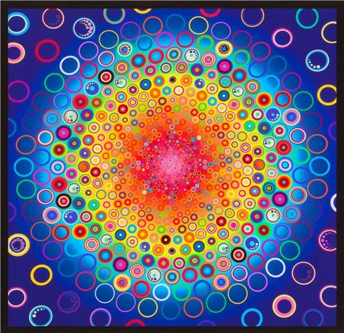 Tela arcoiris Robert Kaufman con círculos Effervescence Digital Panel - modesS4u
