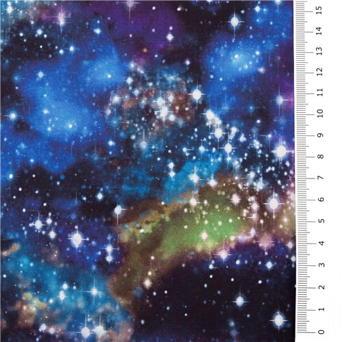 Cotton Stars Galaxy Outer Space Galaxies Night Sky Astronomy Stargazers  Digital Black Purple Blue Cotton Fabric Print by the Yard