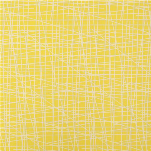 Lignes De Carreaux Gribouilles Jaunes Tissu
