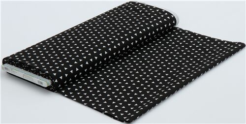 Robert Kaufman white triangles on black cotton fabric Fabric by